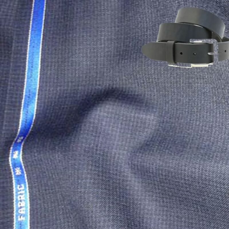 Raymond Blue & Black Small Check Trouser Fabric Free Belt