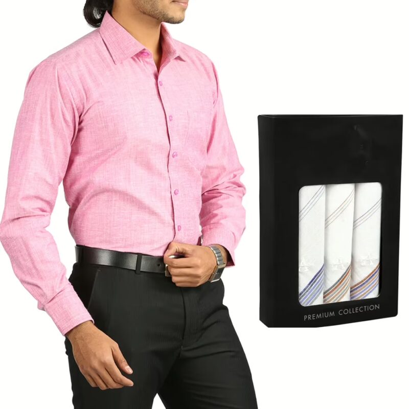 Raymond Pink Computerized Print Shirting Fabric Free Handkerchief