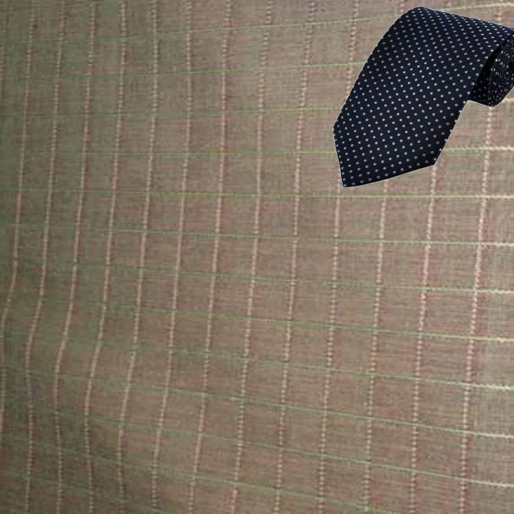 Raymond Brown With Red & Green Check Shirting Fabric Free Tie
