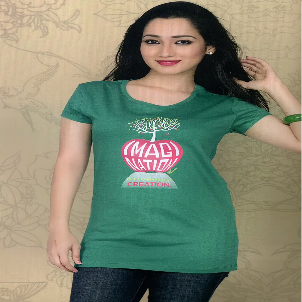 Classy Green Printed Women Tee