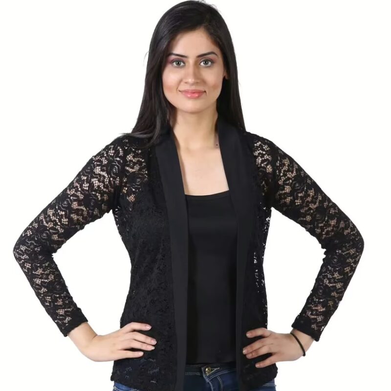 Stylish Black Full Net Shrug