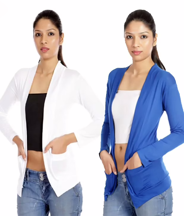 Combo Offer Of Blue & White Back Net Shrug
