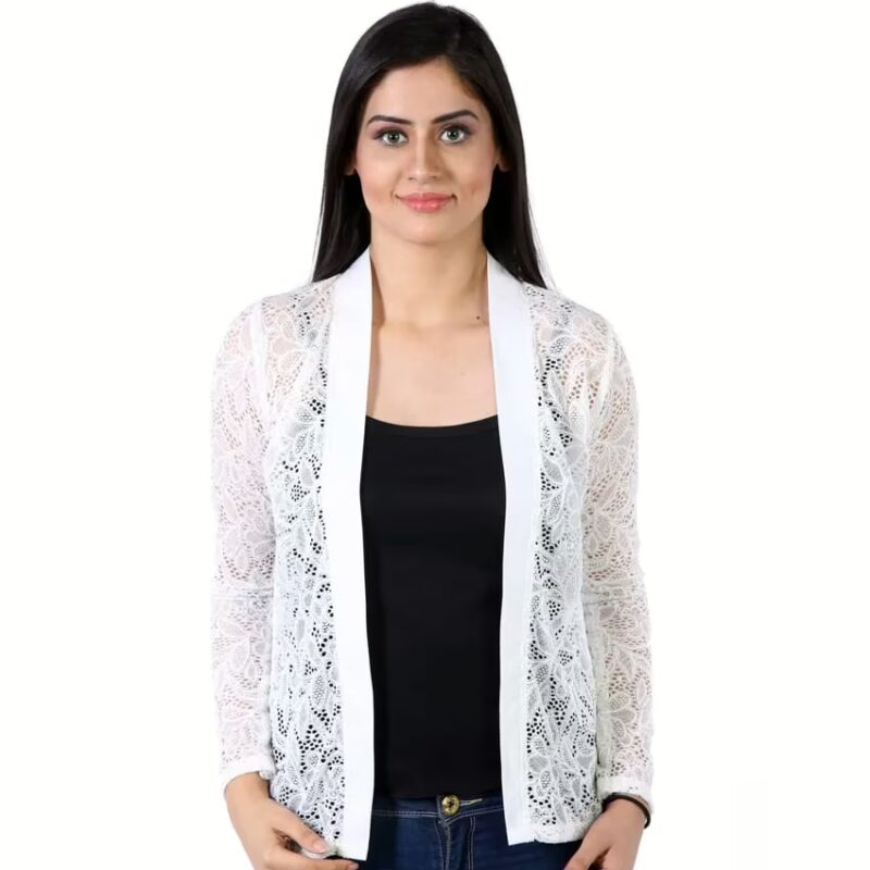 Scintillating White Full Net Shrug