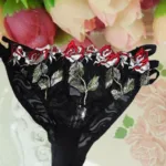 Black Floral Embroidered String Bridal Brief