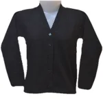 Black Full Sleeves Machine Knitted Front Button Cardigan/Sweater