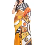Original Modern Art Hand Painting Silk Saree