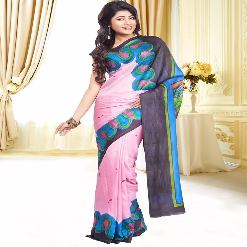 Original Modern Aat Hand Painting Silk Saree
