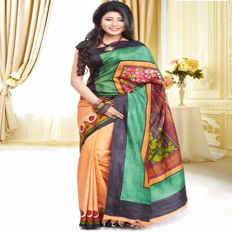 Original Modern Art Hand Painting Silk Saree