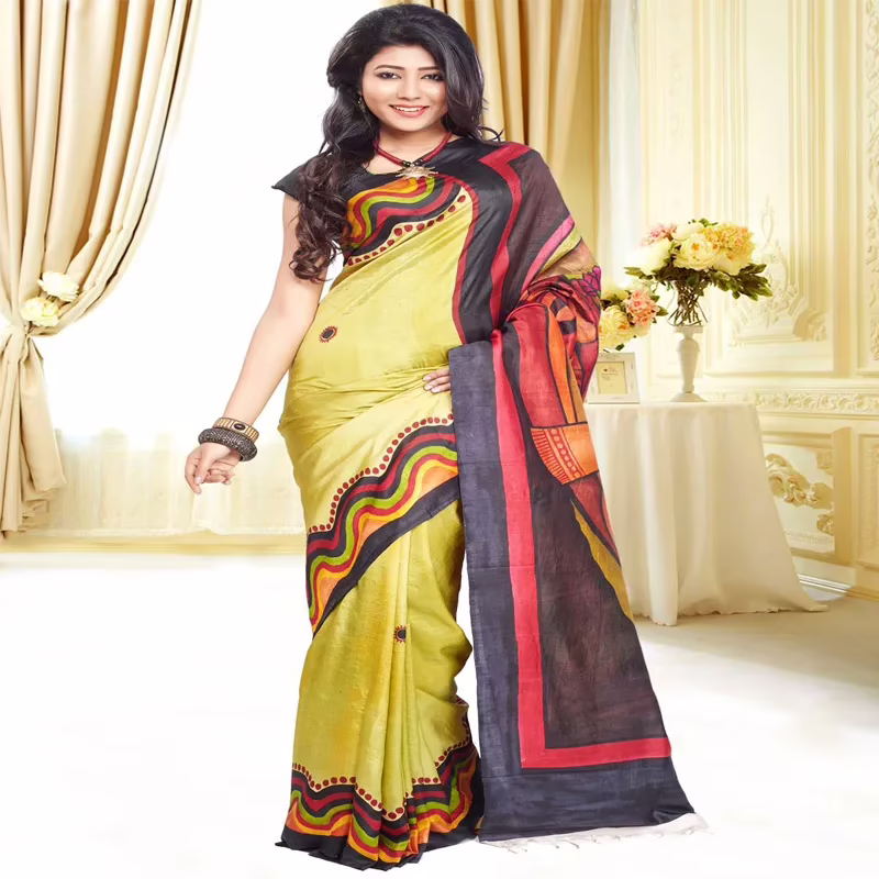 Original Modern Art Hand Painting Silk Saree