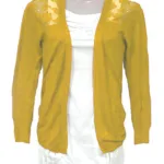 Chrome Yellow Full Back Crochet Design Long Sleeves Shrug