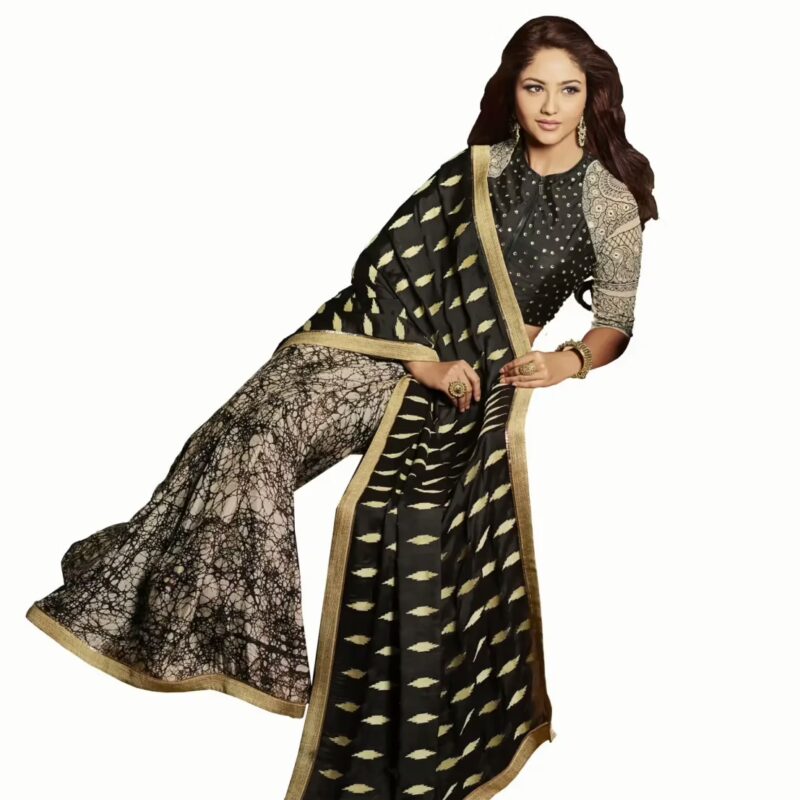 Club Art Decor Designer Cream Saree With Pure Natural Fabrics