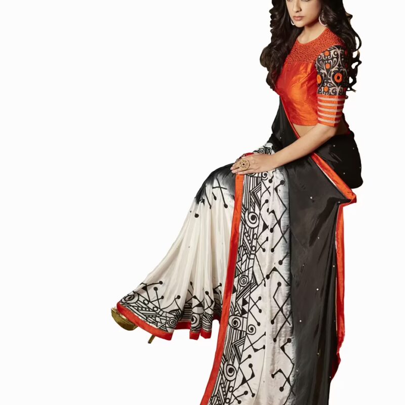Club Art Decor Designer White Saree With Pure Natural Fabrics