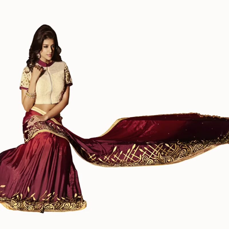 Club Art Decor Designer Maroon Saree With Pure Natural Fabrics