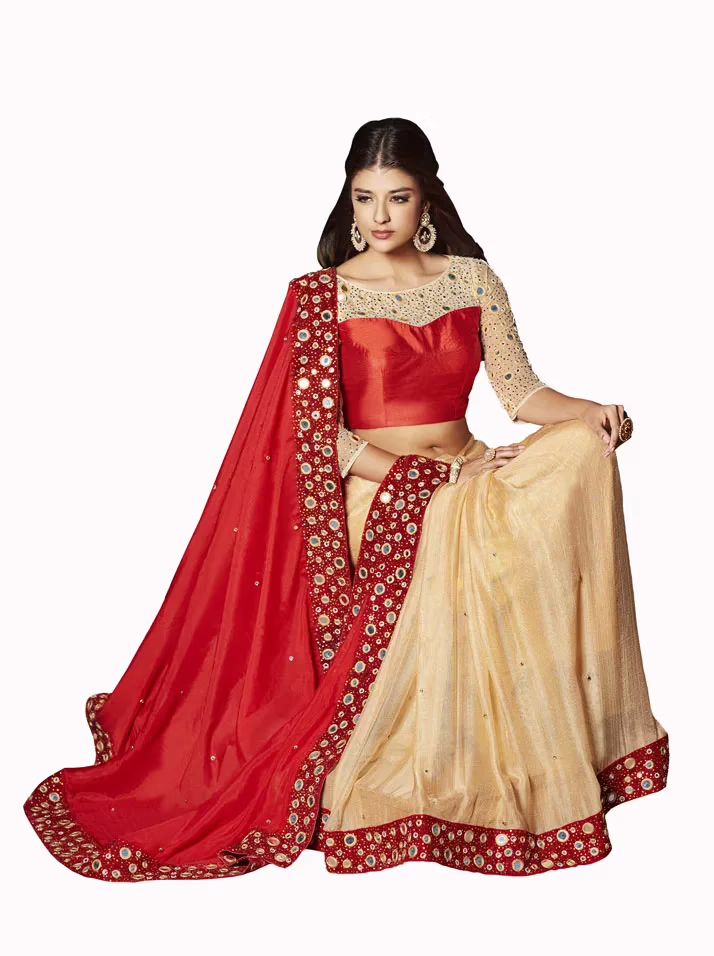 Club Art Decor Designer Red Saree With Pure Natural Fabrics