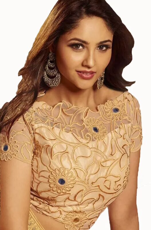 Club Art Decor Designer Gold Saree With Pure Natural Fabrics