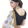 Club Art Decor Designer White And Black Saree with Designer Black Blouse - Image 2