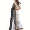 Club Art Decor Designer Black and White Saree with Designer Cream Blouse - Image 3