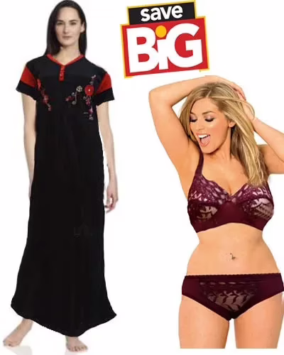 Cozy Full Length Nightgown & Seduction Lingerie Combo Pack