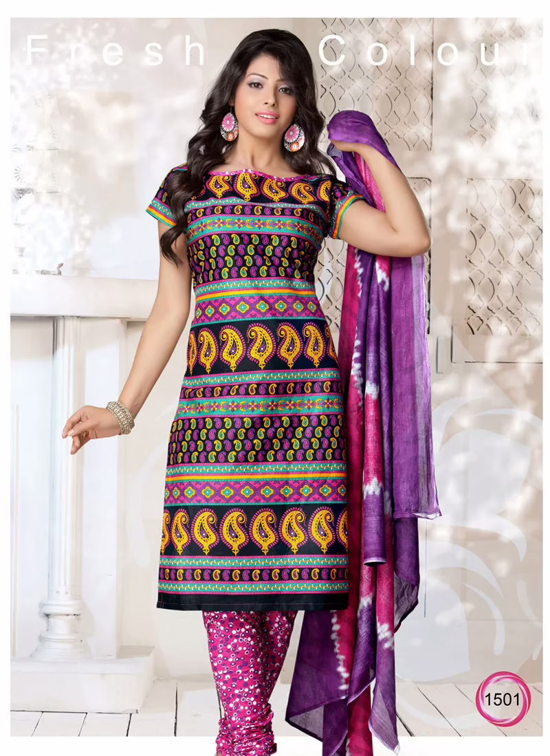 V&V Buy Online Cotton Purple Dress Material