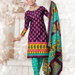 V&V New Cotton Dark Purple Print Dress Material