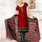 V&V Latest Cotton Red Dress Material
