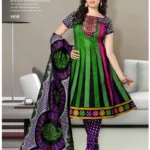 V&V Stylish Green Cotton Printed Dress Material