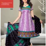 V&V Woman In Flower Printed Purple Dress Material