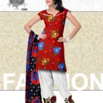 V&V Buy Cotton Printed Red Dress Material