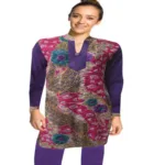 Classy Purple Floral Printed Woollen Kurti With Warm Legging
