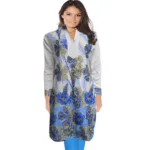 White Floral Printed Woollen Kurti With Free Warm Legging