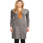 Brown Printed Front Button Woolen Kurti Free Warm Legging