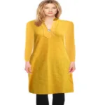 Charming Yellow Floral Net Woolen Kurti Free Warm Legging