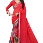 Multi Colour  Printed Occation Wear Saree With Matching Blouse Piece
