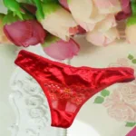 Divine Red Net Floral Print Thong