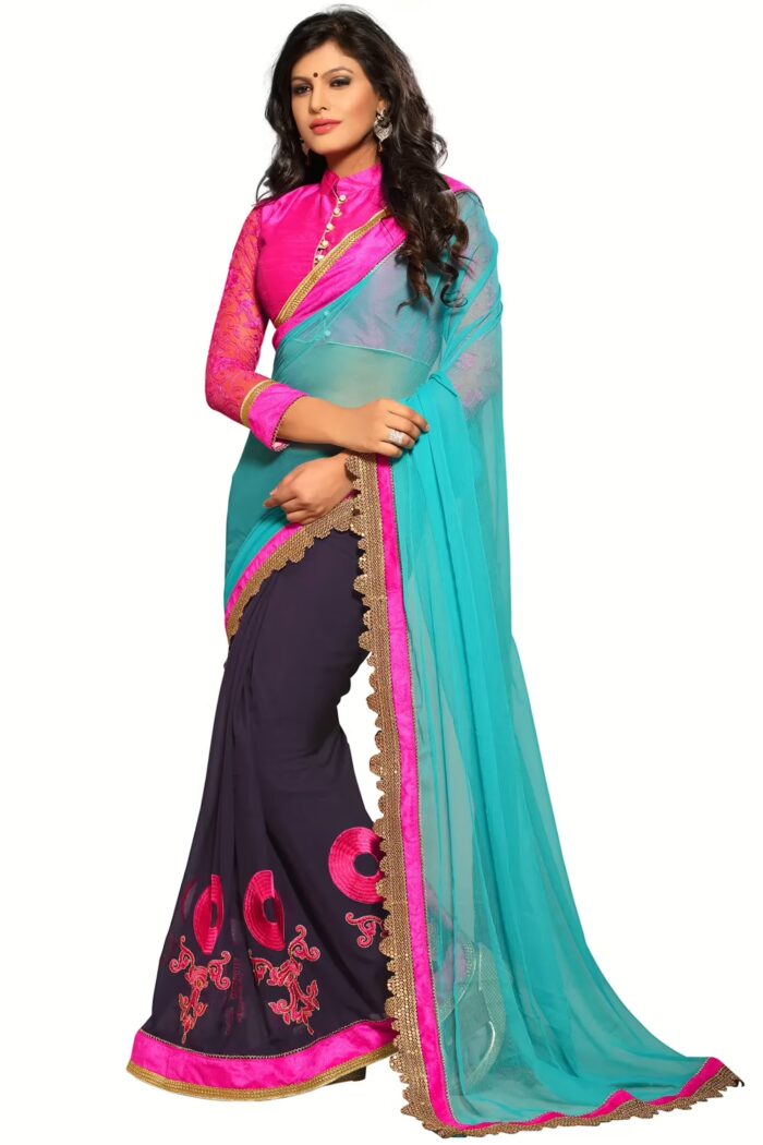 Akriti Magenta Traditional Saree With Matching Blouse Piece