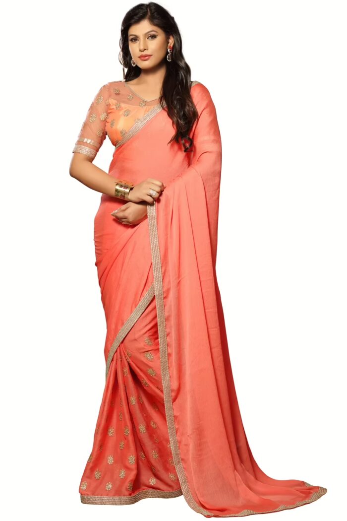 Akriti Deep Pink Traditional Saree With Matching Blouse Piece