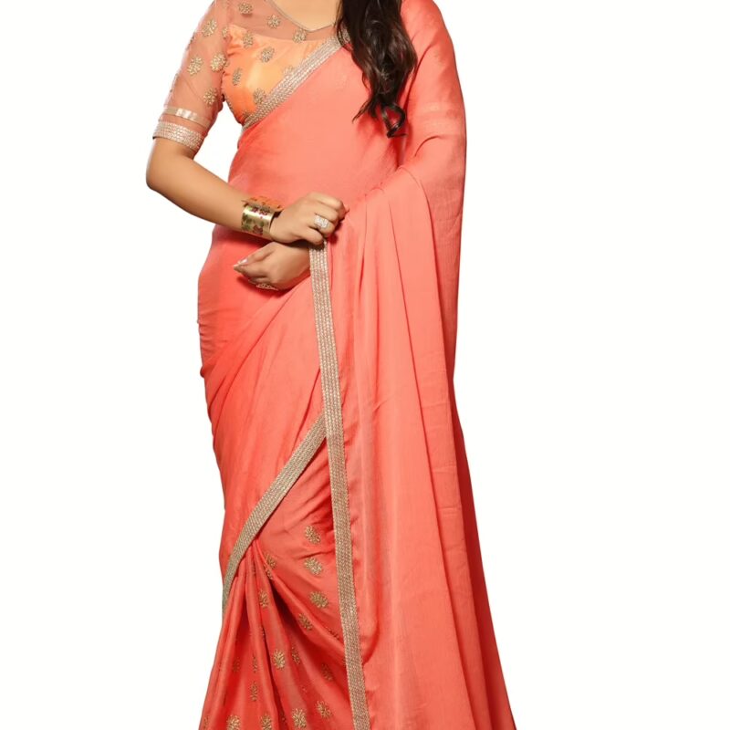 Akriti Deep Pink Traditional Saree With Matching Blouse Piece