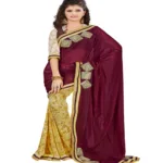 Maroon & Gold Colour Georgette Occation Wear Traditional Saree With Matching Blouse Piece
