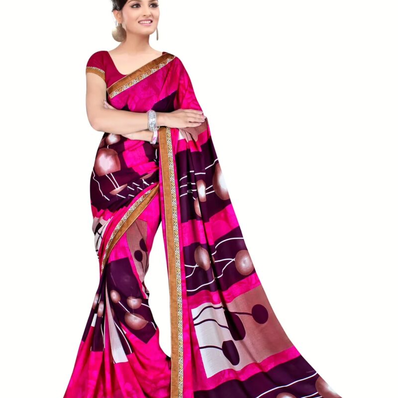 Akruti Maroon Printed Traditional Designer Saree With Matching Blouse Piece