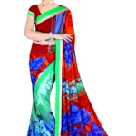 Alka Multi Floral Printed Traditional Saree With Matching Blouse Piece