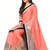 Akriti White & Pink Traditional Saree With Matching Blouse Piece - Image 2