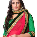 Akriti Red & Beige Traditional Saree With Matching Blouse Piece