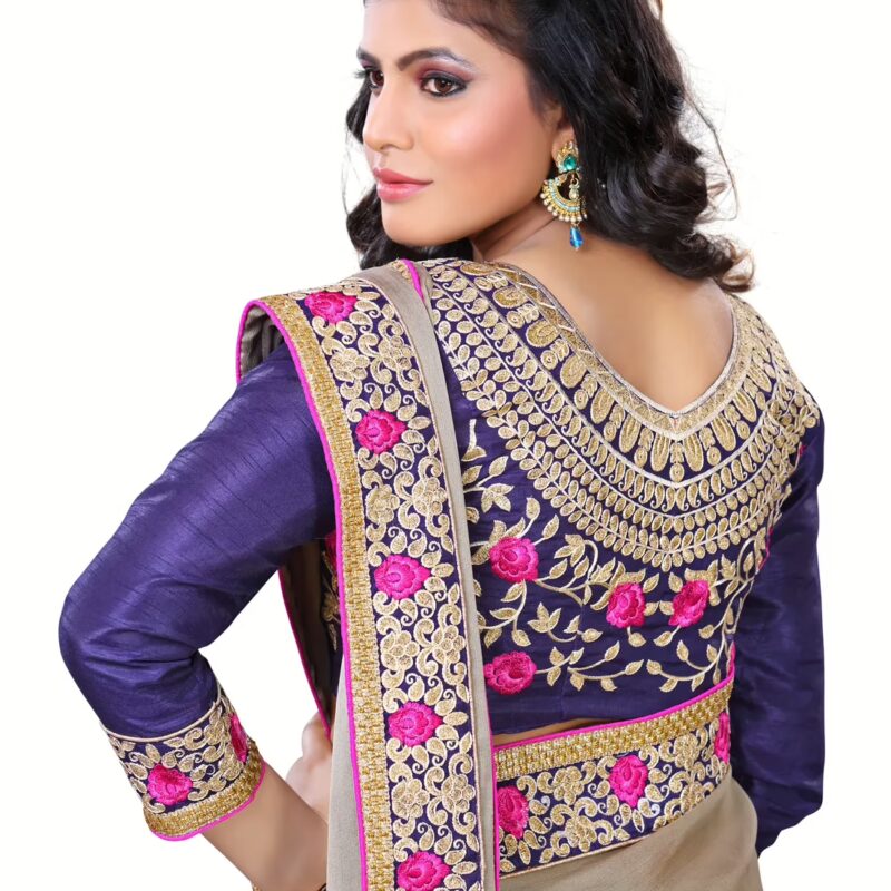 Akriti Grey Traditional Saree With Matching Blouse Piece