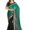 Akriti Green & Black Traditional Saree With Matching Blouse Piece - Image 2