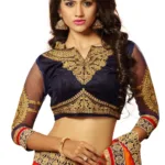 Alisha Orange Embroidered Traditional Designer Party Wear Saree With Matching Blouse Piece
