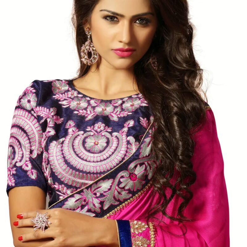 Alisha Magenta  Embroidered Traditional Designer Party Wear Saree With Matching Blouse Piece