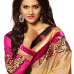Alisha Beige Embroidered Traditional Designer Party Wear Saree With Matching Blouse Piece
