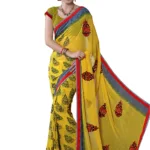 Alpana Mustard Georgette Traditional Saree With Matching Blouse Piece