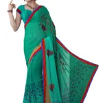 Alpana Sea Green Georgette Traditional Saree With Matching Blouse Piece