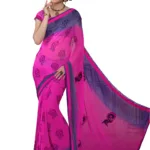Alpana Purple Georgette Traditional Saree With Matching Blouse Piece